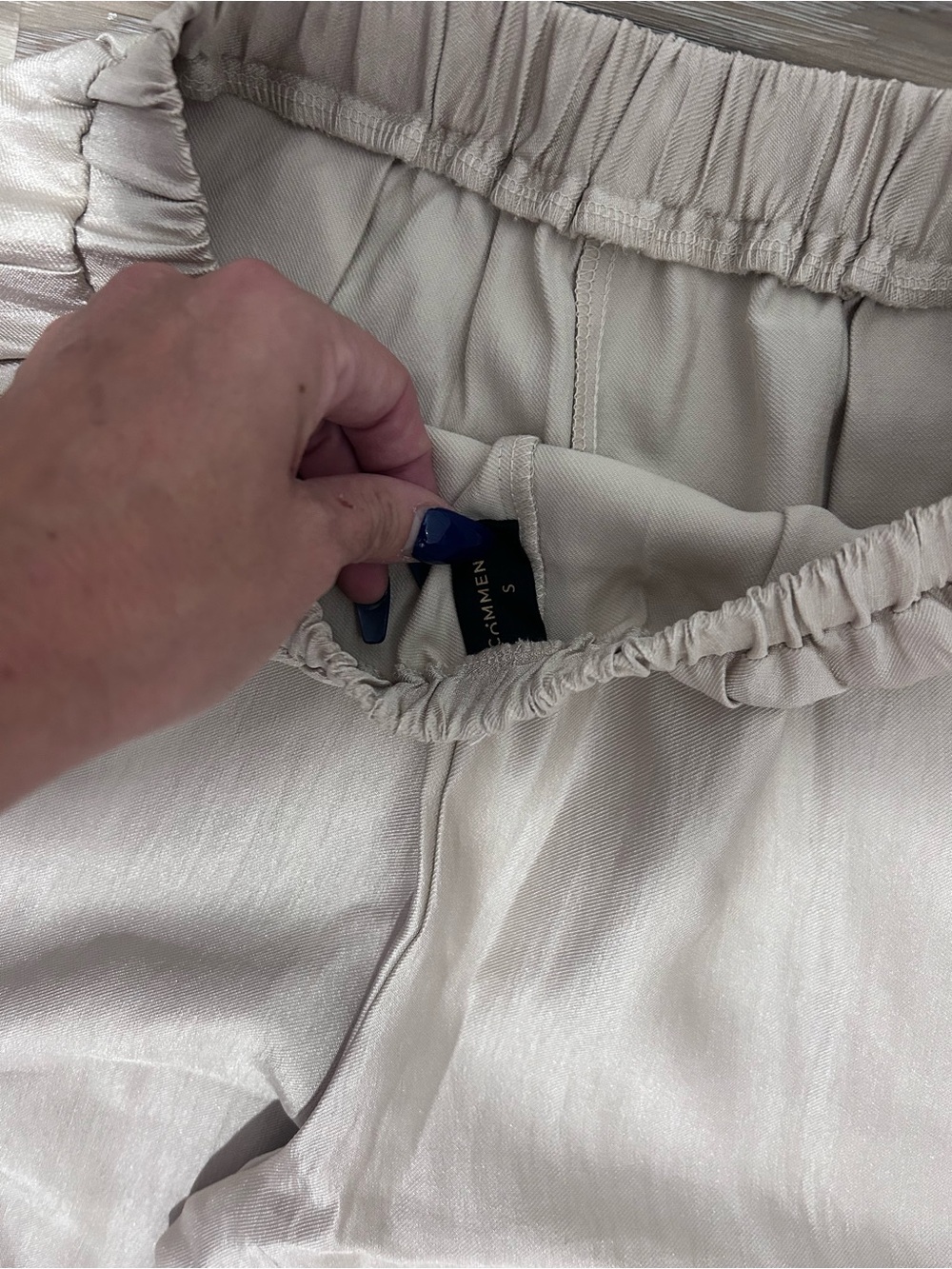 Commense Satin Jogger Pants - Light Beige